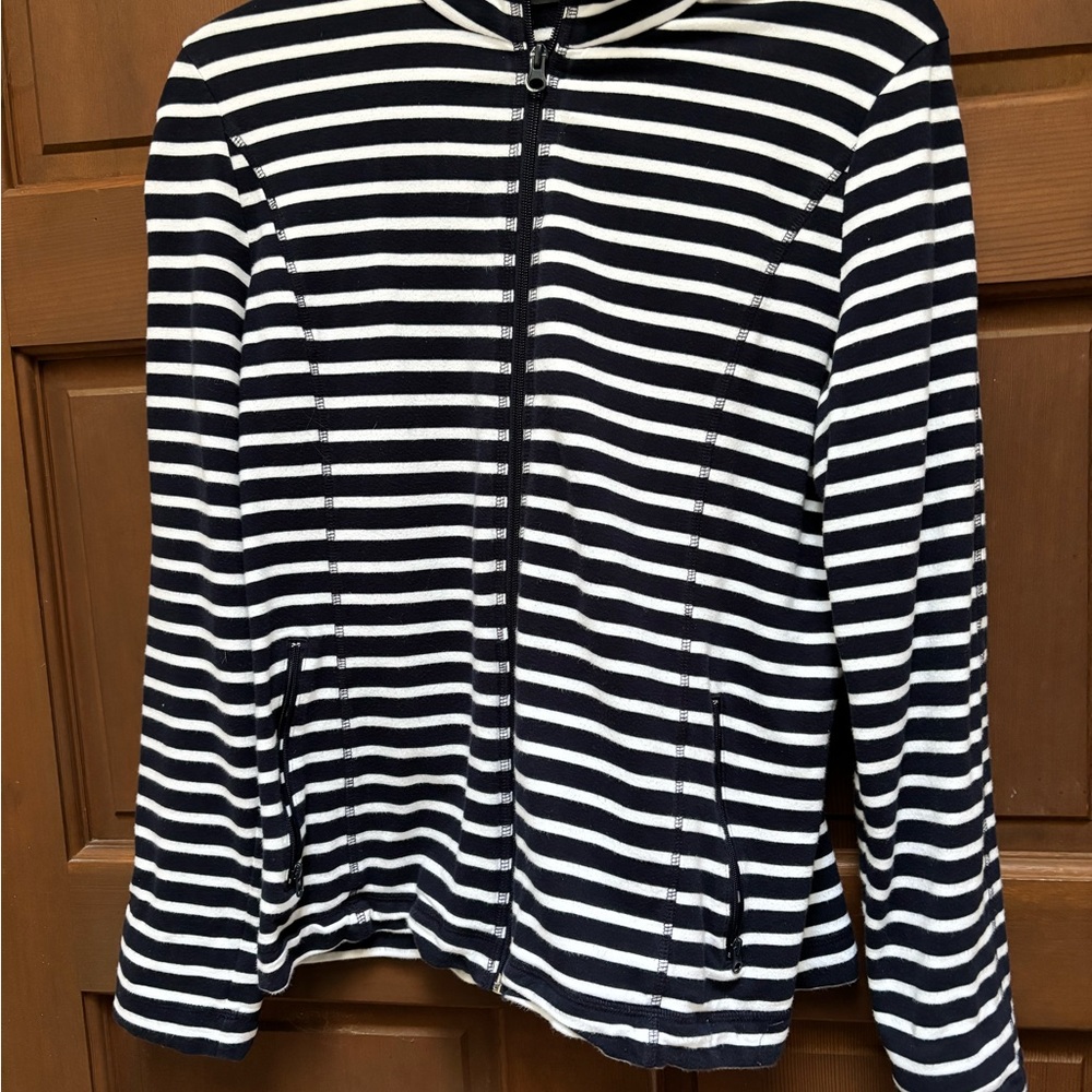 Jones New York Navy and White Striped Jacket